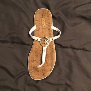 Michael Kors white flip flops